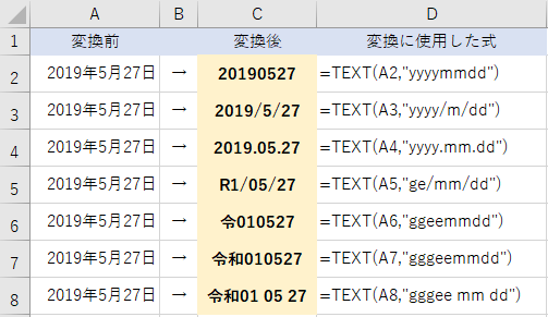 エクセルで日付データを文字（テキストデータ）に変換する方法