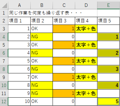 繰り返し操作のショートカットキー